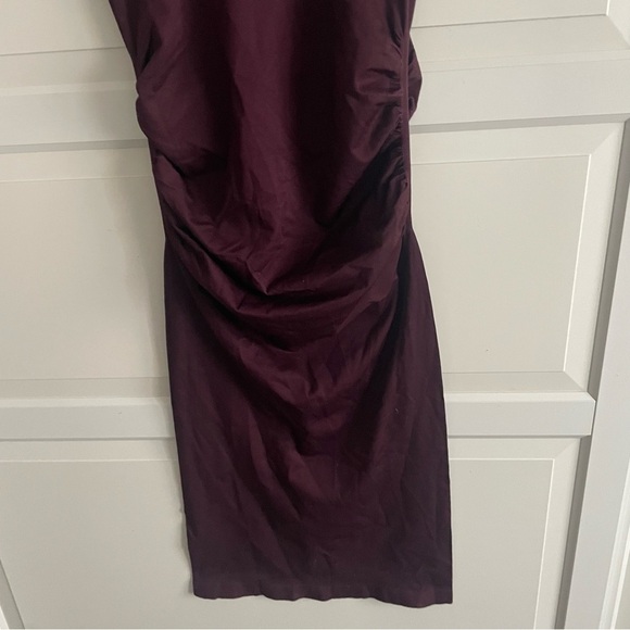 New! Mindd Burgundy Knit Sleeveless Ruched Midi Dress 20140 - Picture 7 of 9